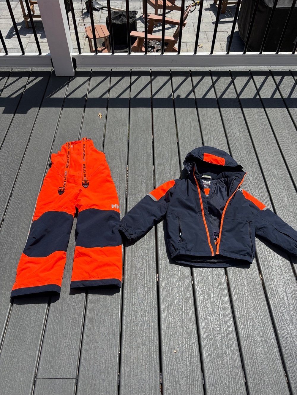 Helly Hansen Kids Orange and Navy Snow Jacket with Matching Bib Overalls